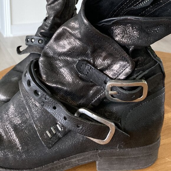 A.S.98 New Leather Boots, metallic black, in size 38 - Picture 5 of 10